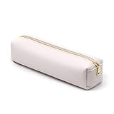DOBMIT PU Pencil Pen Case Portable Stationery Bag Big Capacity Pencil Pouch Cosmetic Organizer Bag for Adult- Beige