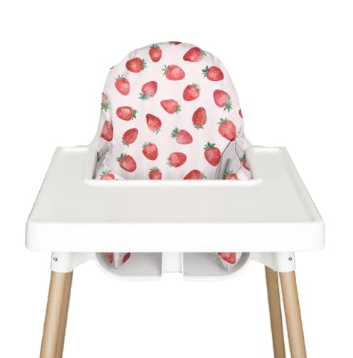 Nibble and Rest Highchair Cushion Cover for Inflatable Cushion Compatible for IKEA Antilop Highchair Accessories Stain-Proof and Wipeable Cover (Cushion NOT Included)(Strawberries)