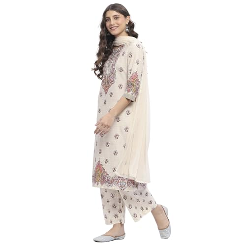 Image of BIBA Women Pure Cotton Printed Straight Suit Set