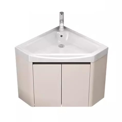 Combo de lavabo de esquina para baño, juego de armario montado en la pared con fregadero de cerámica y almacenamiento de grifo para soluciones de espacio pequeño