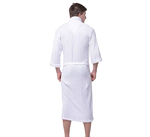 Image of Men's Bath Robe | Full Sleeve Cotton Comfortable and Durable Bathrobe - Suitable for Birthday /Anniversary /Diwali /Couple /wedding Gift | White