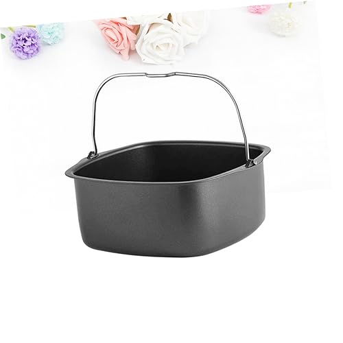 PRETYZOOM Heißluftfritteuse Kuchenfass Zubehör Pizzapfanne Grill Küchengerät Kompatibel Für Antihaftbeschichtete Backform Spülmaschinenfest Schwarz – Bild 6