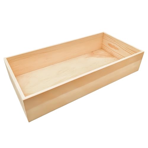 Anktily 1 paquete de cajas de almacenamiento de madera sin barnizar, 40 x 20 x 8 cm, organizador rectangular, contenedor de madera natural rústico para el hogar, oficina y decoración de eventos