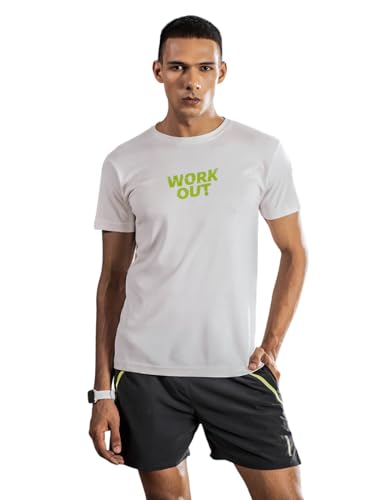 Image of FitMonkey Sports Crew Neck Stretchable Dry Fit T Shirt | Regular Fit Textured T Shirt for Men |Sport T Shirt for Men | Quick Dry Technology with Moisture Control |Breathable & Lightweight
