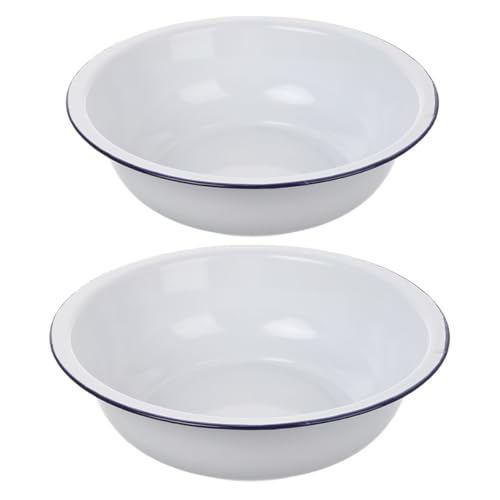 2 tazones de esmalte blanco vintage 30cm y 32cm miniatura 1