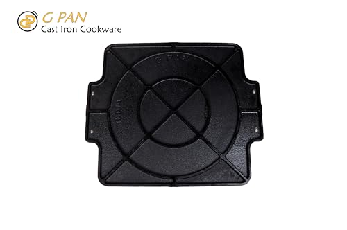 Image of G PAN 14 Inch Pre-Seasoned Cast Iron Square Dosa Tawa, Large Flat Dosaikkal Griddle Pan for Roti, Chapati and Crepes, Spacious Cooking Surface for Kitchen