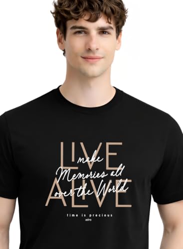 Image of ADRO Printed Tshirt for Men | Cotton Printed T-Shirt | Regular Fit Casual Mens T-Shirts | Premium Summer Tshirts