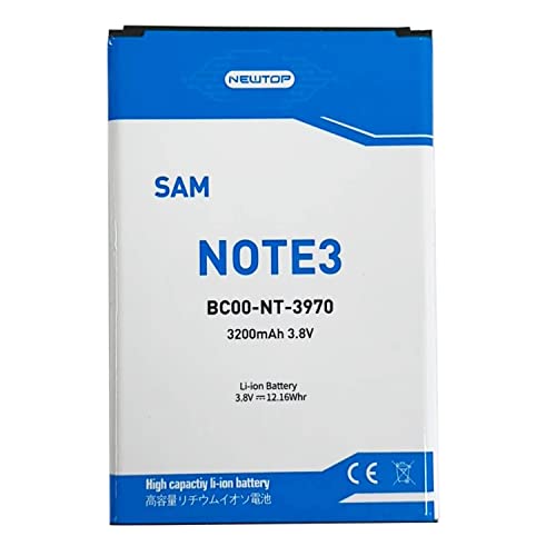 N NEWTOP Batterie compatible pour Samsung Galaxy Note 3, III (N9000 / N9002 / N9005 / N9006 / N9008 / N9009) de 3 200 mAh haute capacité de remplacement interne premium 3,8 V aux ions de lithium
