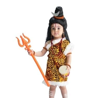 Lord Shiva Shankar Bholenath Fancy Dress Costume for Kids, Polyester Blend, Girls, Costume Set with Dress-image-26
