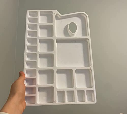 Image of KRYTONE�Paint Pallet Tray, Painting Pallete, 25 Wells Color Mixing Pallete /Paint Trays for Kids, Plastic Palette, Paint Pallets for Kids, Paint Tray, Paint Palette, Painting Supplies White (K035)