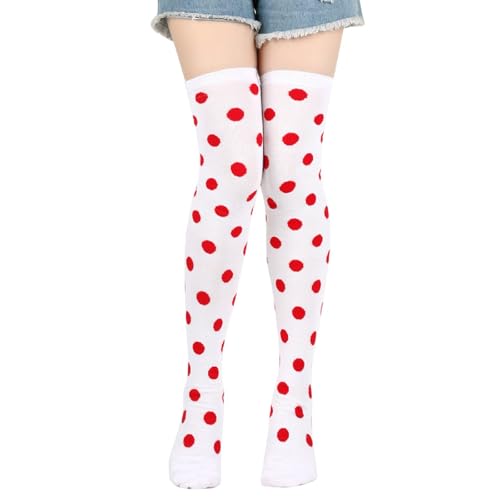 Image of Violet Mist Thigh High Socks for Women Novelty Polka Dot Over the Knee High Socks Black Funny Extra Long Sock Thigh Highs
