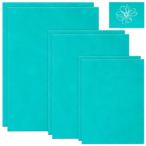 6 PCS Soft Rubber Lino Sheets Double Sided Lino Printing Plates Set Green Linocut Plate for Printmaking Carving Stamps Artists and DIY Craft Projects (2A4+2A5+2A6)