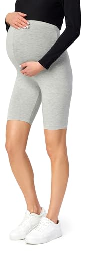 Be Mammy Leggins Premamá Cortos para Mujer Shorts para Embarazadas Leggings Cortos de Embarazo Lactancia Mallas Premamá de Viscosa Pantalones de Maternidad 04 (Melange, M)