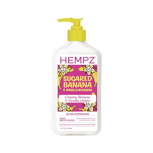 Hempz Sugared Banana & Vanilla Blossom Body & Hand Lotion Ultra Hydrating Moisturizer for Men and Women 17 oz