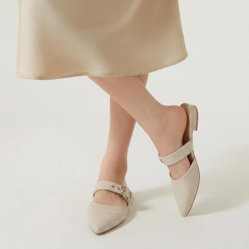 Image of Rekayla Mules for Women Adjustable Strap Pointed Toe Backless Loafer Shoes