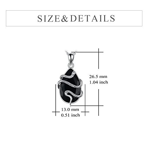 Yfn Snake Necklace Sterling Silver Black Obsidian Pendant Tourmaline Crystal Healing Jewelry Spiritual Protection Gifts For Women Girls #TOP3