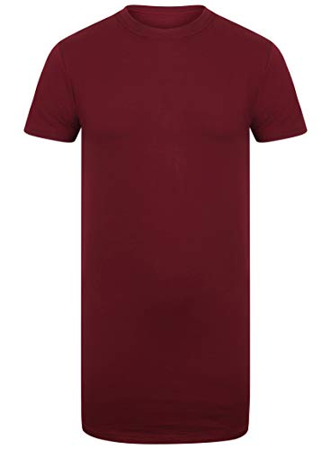 Athletic Sportswear Camiseta larga para hombre de manga corta de algodón liso largo diseñador Tee Tops, granate, L Alto