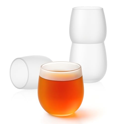 Goodwei bicchieri giapponesi 200 ml – Vetro satinato – eleganti bicchieri opachi per tè, acqua, succhi e sakè – design giapponese, lavabili in lavastoviglie, Set di 4 (Opaco)