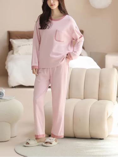 Image of Celary Women's Korean Night Suit Set | Round Neck Full Sleeve Top & Printed Ankle Length Pyjama | Skin-Friendly Fabric Soft Breathable Stretchable Loungewear | M to 2XL