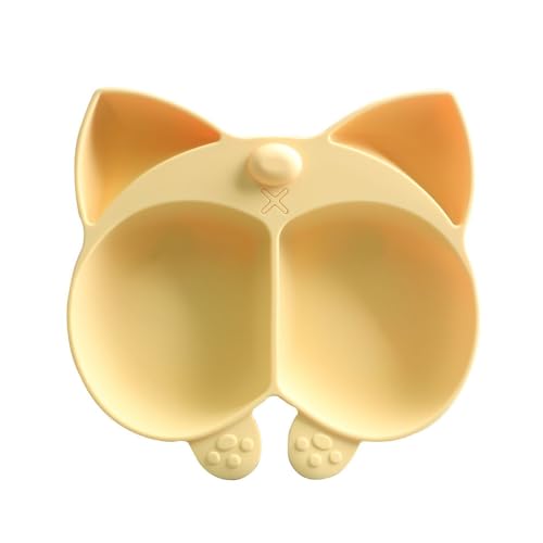 Baby Silicone Plate,Self Feeding Training Divided Plate Dish,Toddler Fun Plates?Corgi?