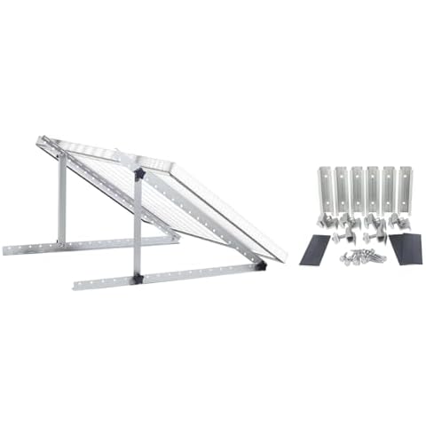 22-INCH Mounting Brackets for Solar Panel Support for Fixing Panels to A Good Angle on Flat Surface,Wall,RV Roof, Tilt Brackets 2MM for DIY+Solar Panel Mounting Brackets Mid Clamps End Clamps Cover