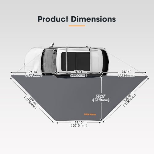 San Hima SH-SA180-BLK-U Sanhima 180 Awning Free Standing Built-In Led Light, 84 Ft² Shelter Car Side Awning Waterproof Uv50+ Wind Resistant, Driver Passenger Rear Side, 180 Degree Vehicle Awning For Suv Van Truck thumb #1