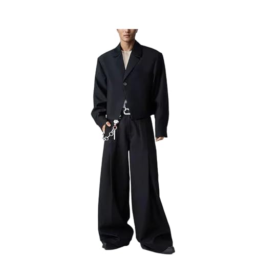 Men's Formal Black Single Button Suit 2 Piece Set Casual Party Prom Wedding