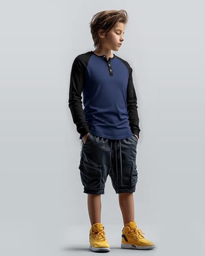 PureChapter 3 Pack Boys Long Sleeve Athletic Shirts Color Blocked Casual Baseball Shirts for Boys4