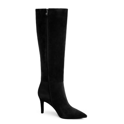 Image of Easyfox Knee High Boots Women Pointed Toe Stiletto Heel Tall Boots | Side Zipper,3 In Stiletto Heel,Fall Spring Winter Fashion Dress Tall Boots,Evening Bridal office Long Boots