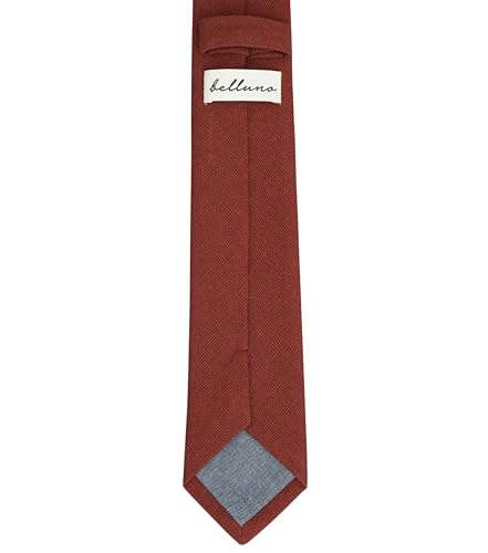Image of BELLUNO Men's 2.5 inch Skinny Solid Cotton Linen Ties