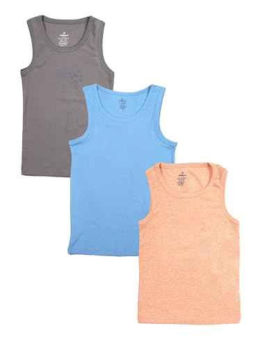 Image of KiddoPanti Boys 100% Cotton Vest Pack of 3 | Cotton 1x1 Rib Knit Sleeveless Innerwear | Soft & Breathable Kids Vest