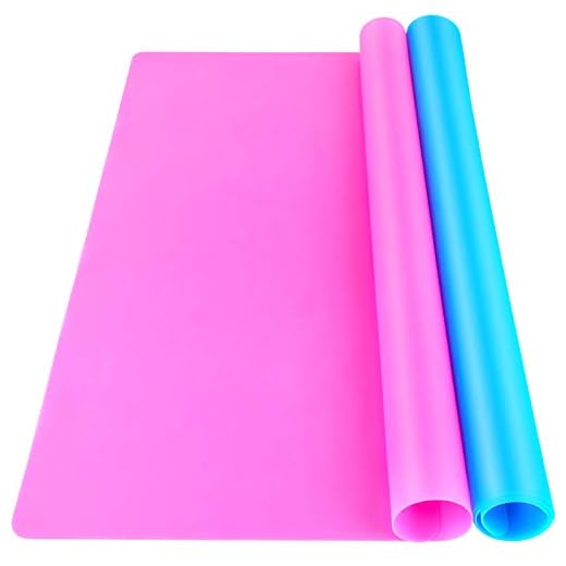 LEOBRO 2 Pack A3 Large Silicone Sheet for Crafts Jewelry Casting Moulds Mat, Premium Silicone Placemat, Multipurpose Mat, Nonstick Nonskid Heat-Resistant, Blue & Rose Red (15.7 x 11.7 inches)