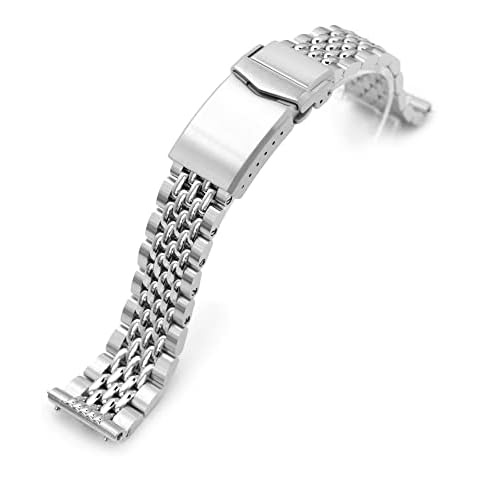 MiLTAT 20mm Goma BOR 316L Stainless Steel Metal Watch Band Straight End Cover