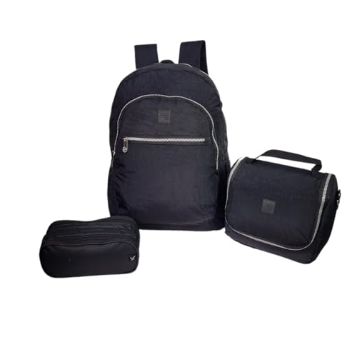 Kit Mochila de Costas 3 Peças Juvenil Escolar Feminino Masculino