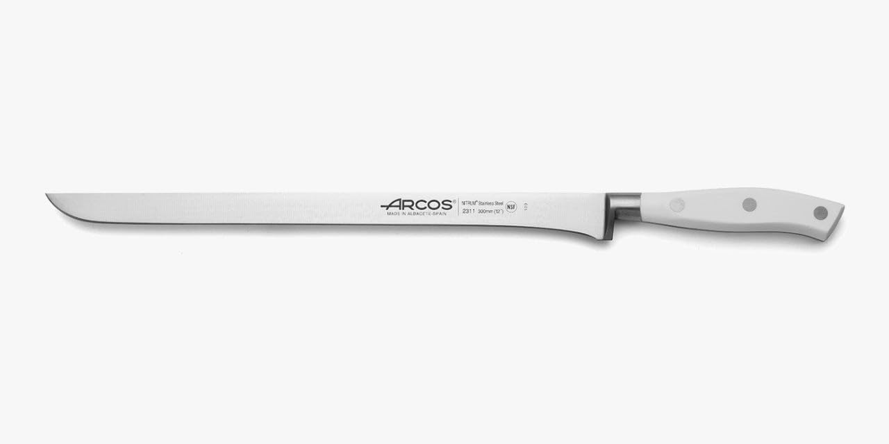 Arcos Forged Chef Knife 10 Inch Stainless Steel. Professional Cooking Knife For Cutting Variety of Foods. Ergonomic Polyoxymethylene Handle and 250mm Blade. Series Riviera Blanc. Color White — Amazon image 20