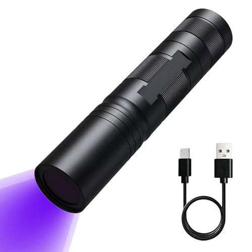 RACAYZEE 10W ブラックライト 紫外線 UVライト 波長365nm 強力 小型 アルミニウム合金USB充電式 アニサキスライト レジン用 ペット尿検出器 ウッド灯検査 鑑定用 硬化、猫真菌、釣り、鉱物用