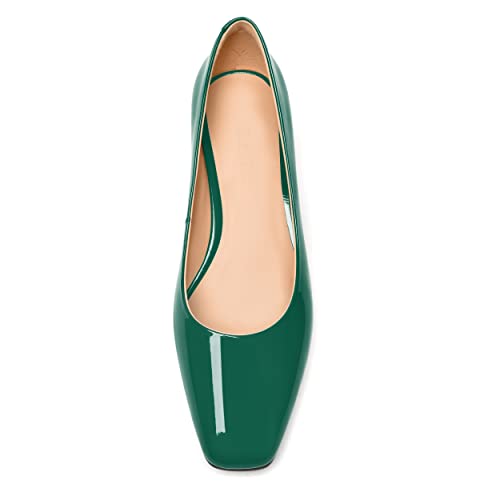 FEMSTEP Womens Casual Patent Leather Office Square Toe Slip On Chunky Low Heel Pumps Shoes 1.5 Inch3