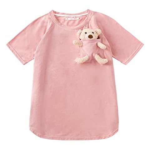 toddler girls' bear nighties with a doll cotton sleepwear pink pajama dress for 7-8 years 135-145 cm Cover