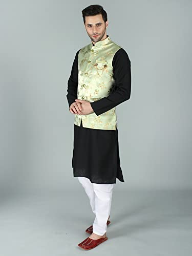 Image of Exotic India Ethnic Wear Floral Brocade Nehru Jacket Waist Coat