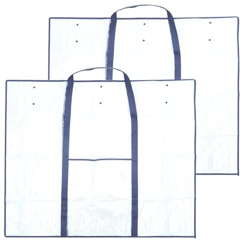 Image of 2 Pack Large Poster Storage Bag 48 inch x 36 inch Bulletin Board Holder Art Portfolio Case PVC Art Portfolio Container Bulletin Board Storage Box with Pocket for Classroom Teacher Organization