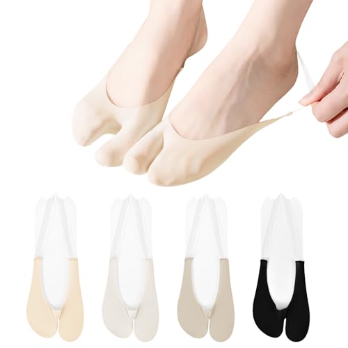 Image of No Show Socks with Invisible Sling Back Womens, 6 Pairs Low Cut Half Toe Topper Socks with Non-Slip Straps for Heels