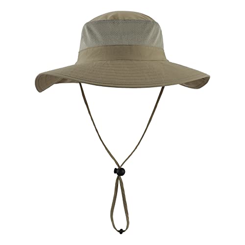 Image of Home Prefer Outdoor UPF50+ Mesh Sun Hat Wide Brim Fishing Hat with Neck Flap