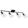 BoostArea LED 4 Light Track Lighting Kit, 4 Way Ceiling Spot Lighting with Glass Lampshade, Flexibly Rotatable Light Head for Kitchen, Living Room, Bedroom, Bulb Not Included