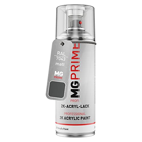 MG PRIME RAL 7043 Gris tráfico B/Traffic grey B mate Bote de spray acrílico de 2 componentes aerosol 400 ml de secado rápido