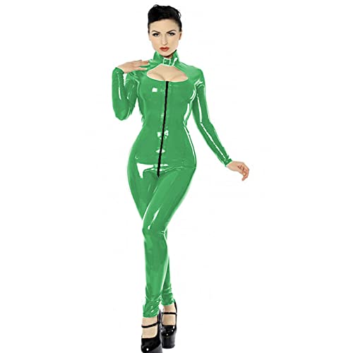 Streetwear Vrouwen Sexy Bodycon PVC Jumpsuit Lange Mouwen Rits Tot Kruis Bodysuit Skinny Rompertjes Vintage Keyhole… - Afbeelding 4