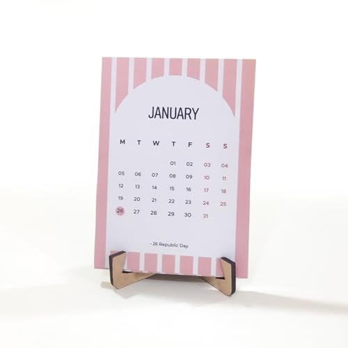 Papboo 2026 A7 Size Desk Calendar with MDF Stand, Ideal for Home,...