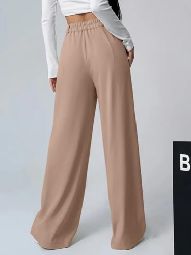 Image of GRECIILOOKS Trousers for Woman | Womens High Rise High Waist Flared Korean Style | Formal Pant for Women Office Wear| Track Pants for Womans Elegant for College & Events (Available in Plus Size)