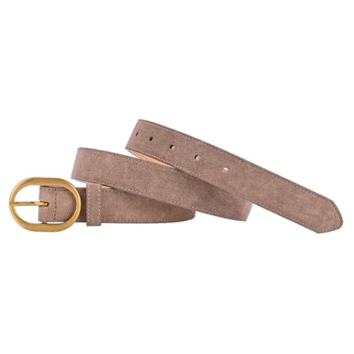 Women's Suede Belt Casual Genuine Leather Jeans Belts Gold Buckle Elegant Waist Dress Belts4