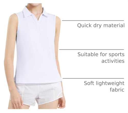 Image of Auranso Girls Polo Shirts Sleeveless Golf Tennis Quick Dry T-Shirts Tops
