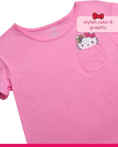 Image of Hello Kitty Girls Skort Set - 2 Piece Graphic Crewneck Top and Short Skort Cute Outfit Set (Sizes: 2T-12)